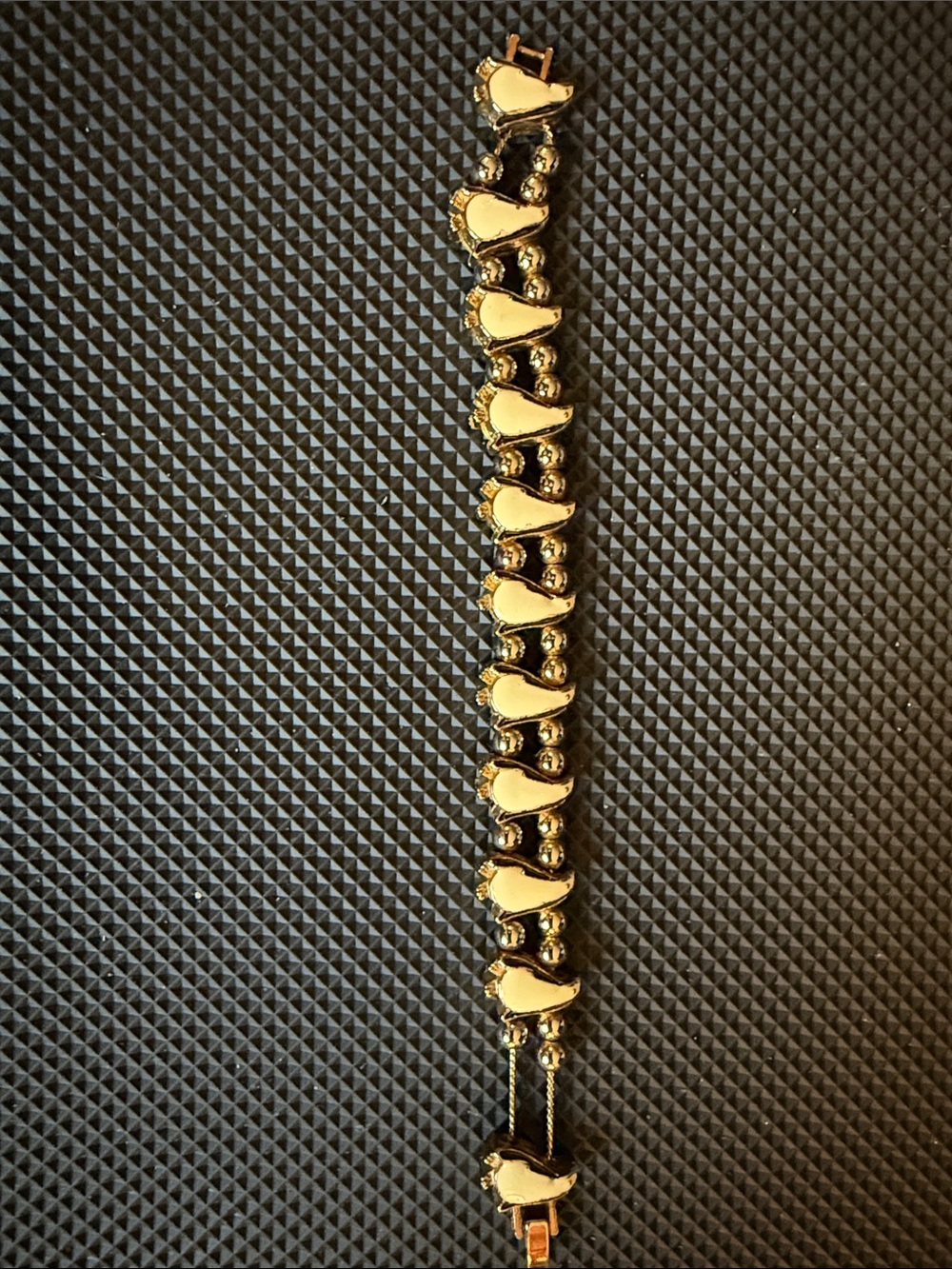Gold-Tone Penguin Bracelet - Elegant Heart Link Design